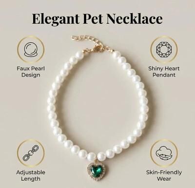 Uplift Picks Adjustable Pearl Cat Collar Elegant Pet Necklace For Kittens And Small Cats 13 s