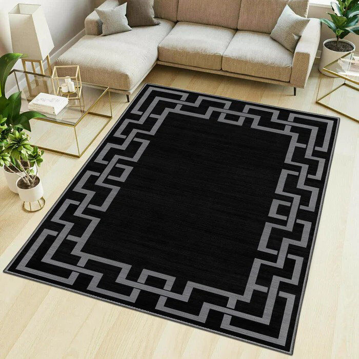 Metro Demiah Rectangle Abstract Dhurrie Indoor / Outdoor Washable Nico Black Rectangle 200 x 290 cm