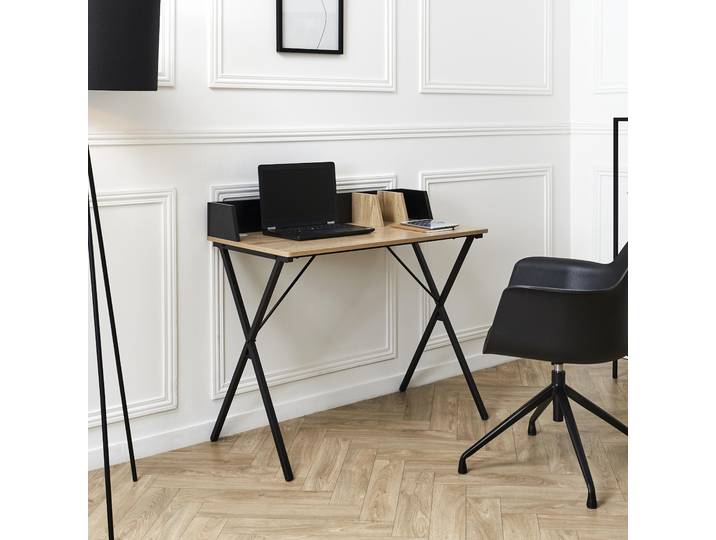 Bureau - HOME DECO FACTORY - Brice - Épuré - Noir et Marron