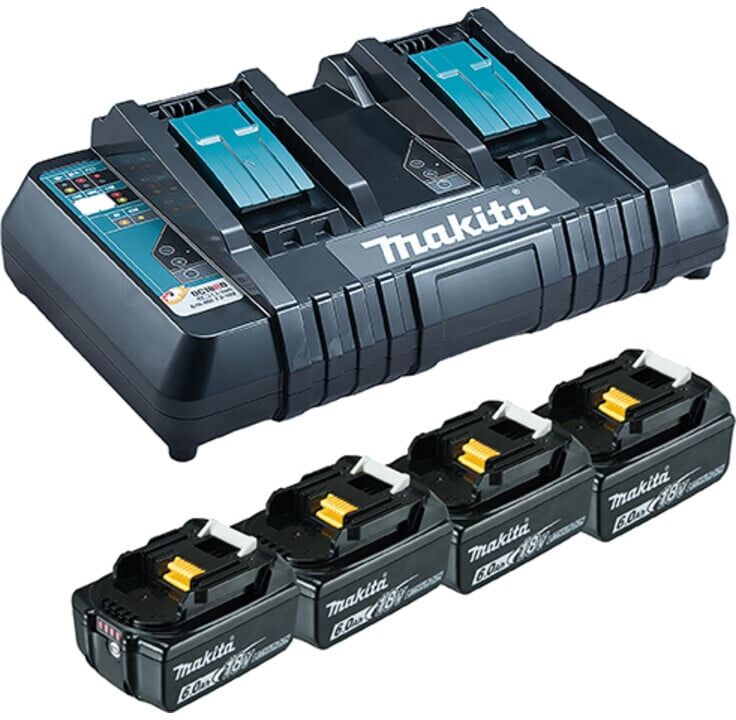 Makita Power Source Kit Li 18V 4x 6Ah Akkus + Doppelladegerät (199485-6)