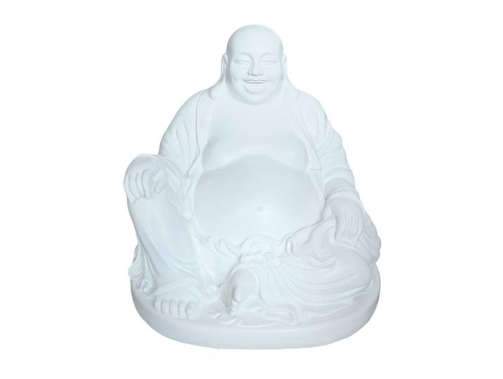 Buddha Figur lachend 45cm Weiss