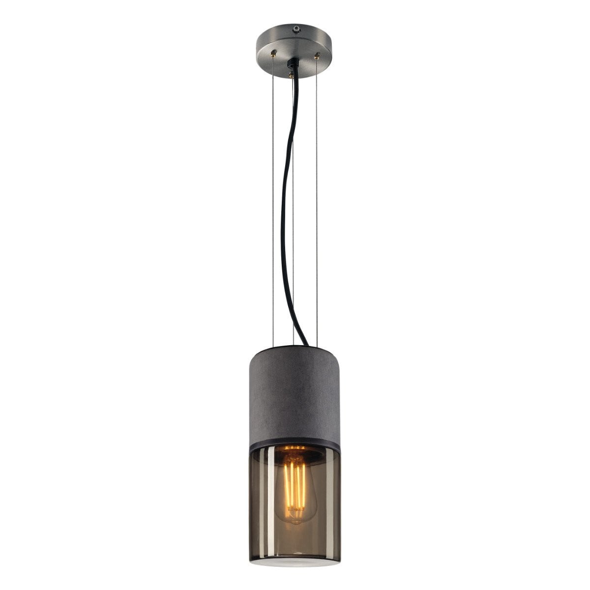 SLV Lisenne Stone Hanglamp in grijs en transparant glas