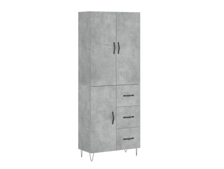 HGFDVCMR Highboard Betongrau 69,5x34x180 cm Schrank 2-teilig Mehrzweckschrank mit Metallfüßen für Wohnzimmer und Flur sorgt für aufgeräumte Räume und moderne Eleganz.