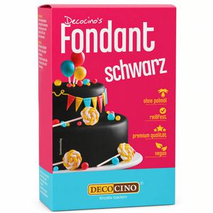 Decocino Fondant Roll-, Dekor- & Modellierfondant, reißfest, schwarz, vegan und laktosefrei, ohne Palmöl, 250 g
