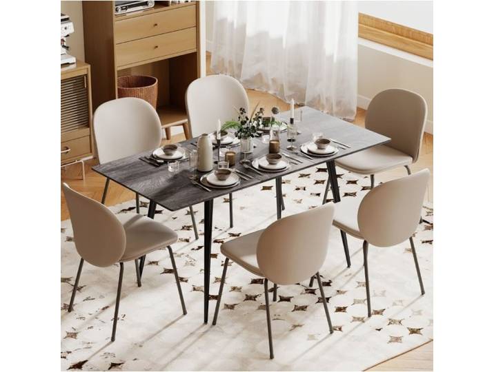 SENVIRO Table à manger extensible 120 à 160 cm grise aspect bois