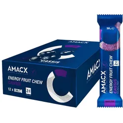 AMACX Energieriegel Fruit Chew Cassis | 12 Riegel Box