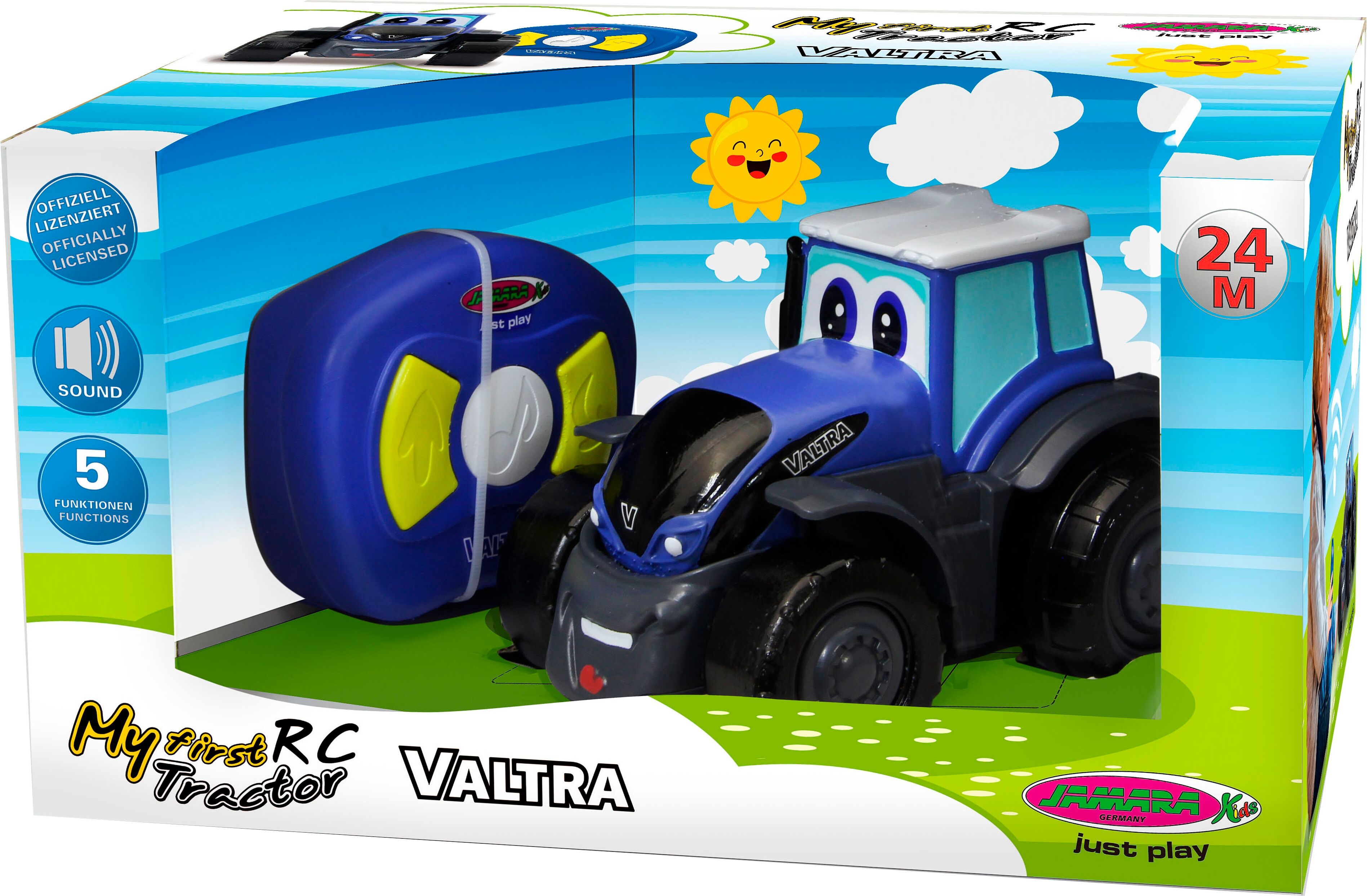 RC-Traktor JAMARA "Valtra My first RC Traktor 2,4GHz", blau, Fernlenkfahrzeuge, KinderB:12,5cm H:11,8cm T:17,6cm, RC-Traktor, mit Sound, B:12,5cm H:11,8cm T:17,6cm