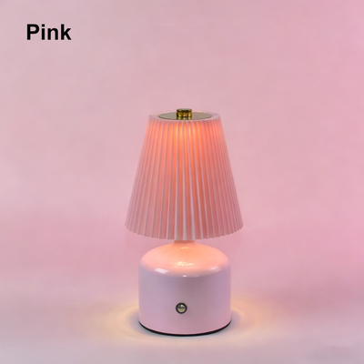 Smart Shopping Spot Rechargeable Bedside Lamp With Touch Control Dimmable LED Desk Light Fabric Night Light pink