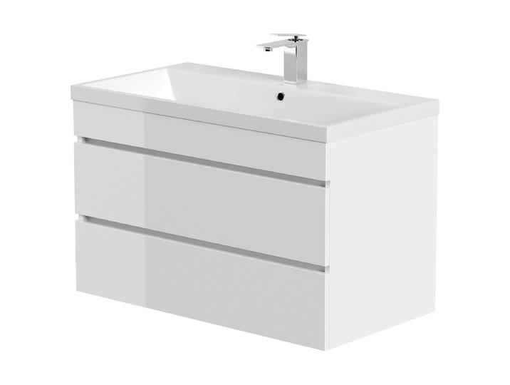 Meuble vasque Fellini 90cm Blanc/Blanc brillant