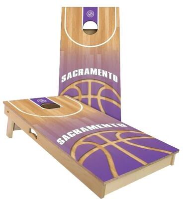 Skip's Garage Sacramento Basketball Outdoor Cornhole Board Set