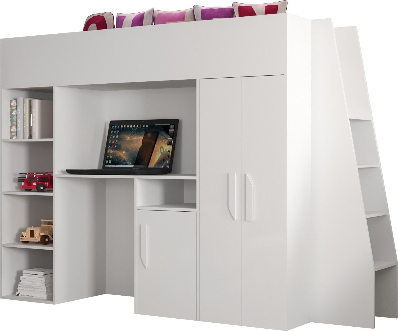 MINIO go for it, Etagenbett "PARTY 15", Griffe aus MDF, Weiße Farbe