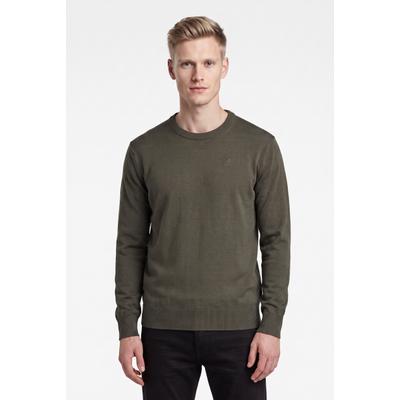 Strickpullover G-STAR "Core refined r knit", Herren, Gr. XXL, schwarz olive, Strick, Obermaterial: 60% Baumwolle, 40% Polyester, unifarben, regular fit hüftbedeckend, Rundhals, Rippstrickbündchen, Pullover Strickpullover, mit gerippten Abschlüssen,...