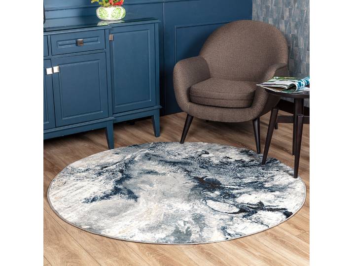 Teppich LIVABLISS NEW YORK , grau (blau), B:160cm H:9,9mm L:160cm, Polypropylen, Teppiche, Teppich