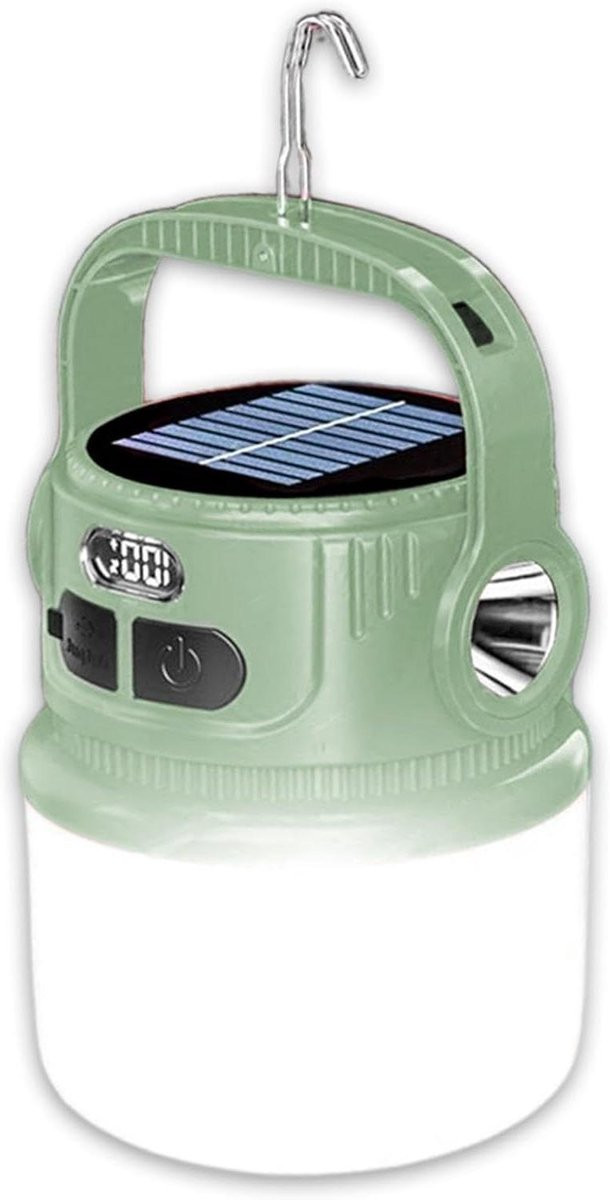 Oplaadbare LED Camping Lantaarn met Zonne-energie en Nachtlicht voor in de Tuin of Tent