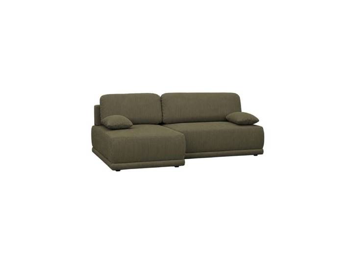 Banquette canapé d'angle gauche convertible 3 places velours côtelé avec coffre kaki - Nelson