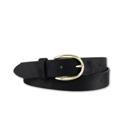 Ledergürtel BERND GÖTZ "Ledergürtel mit samtigem Look und Goldschließe", Damen, Gr. 80, schwarz, Rindsleder, Gürtel Ledergürtel