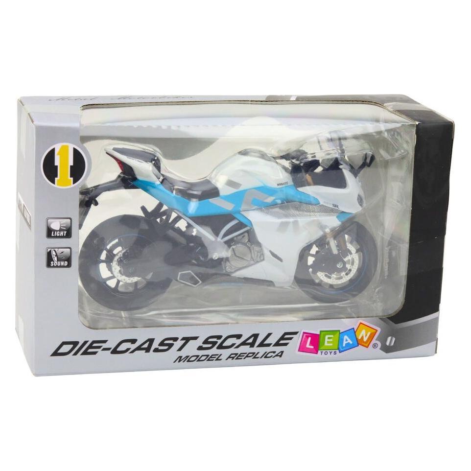 Lean Toys Metall-Sport-Motorrad-Lichter, Geräusche Weiss &Amp Blau 1:12 (65615386)