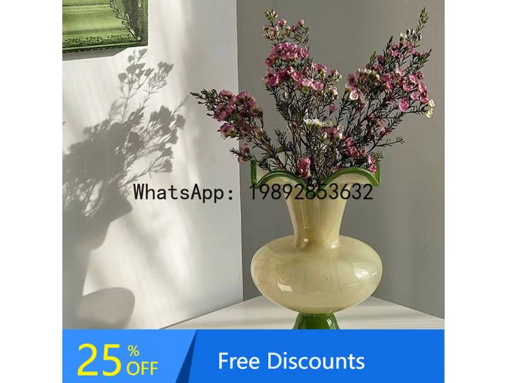 YFY maison verre couleur bloc vent lampe Vase Arrangement de fleurs Vase ornement salon décoration