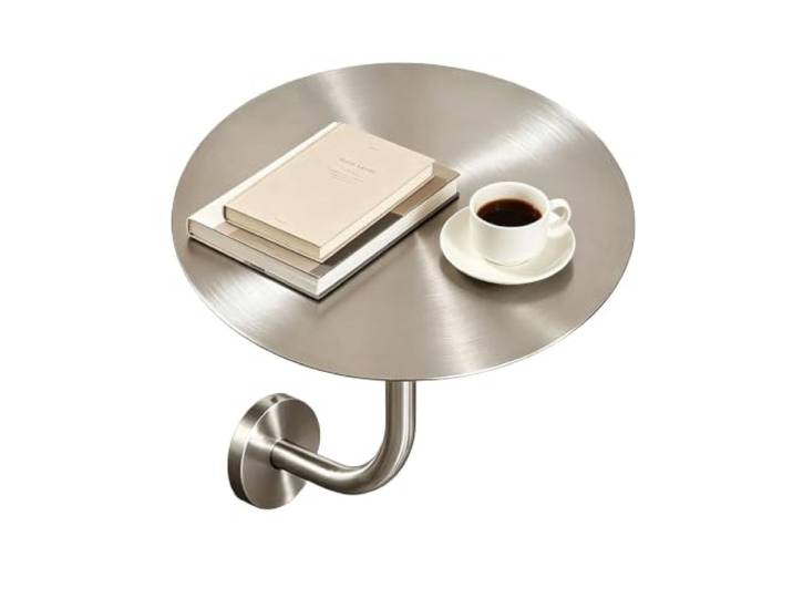 Runder Tisch L-Förmig Wandmontiert Bartisch Edelstahl Café Restaurant Hotel Rostfrei, Stabil, Platzsparend, Wandmontage, Café, Restaurant, Bar, Balkon Lounge Terrasse(50x50x45cm)
