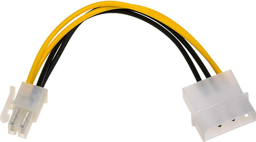 Akyga AK-CA-12 Molex (2-polig) naar P4 (4-polig) adapter met afmetingen van 90 x 70 x 1 cm