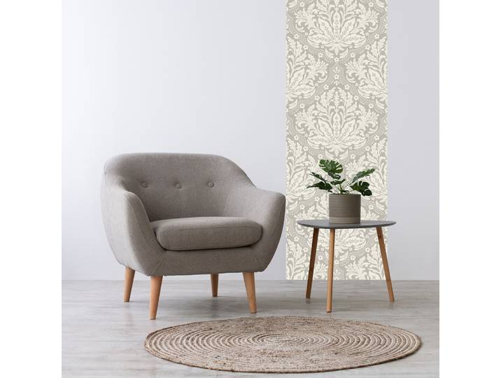 3D-Tapete QUEENCE Ornamente, selbstklebendes Wandpaneel , grau,beige,weiß, B:60m H:250m, Vinyl, Tapeten, 3D-Tapete, 60 x 250 cm Fototapete, Mustertapete, Anbringung ohne Kleister