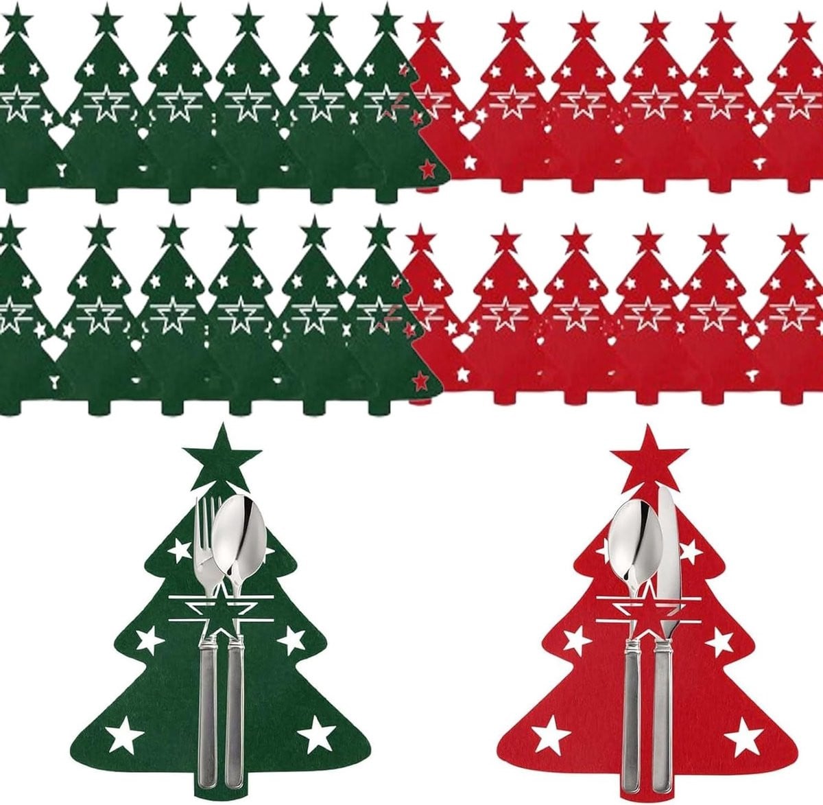 Felt bestekhouders voor kerstboom en tafel, kerstdecoratie