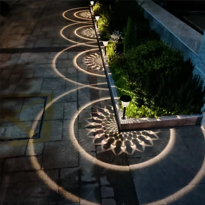Outdoor Solar Garden Lights Solar Pathway Lights Outdoor Waterproof, Round Lighting Pattern For Yard, Garden Path, Walkway Decor warm White 4pack