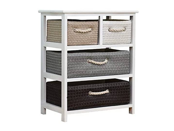 AZHKJKZH Nachttisch Massivholz-Rattan-Nachttisch Mit 4 Aufbewahrungsschränken Moderner Minimalistischer Spind-Schlafzimmer-Nachttisch-Beistelltisch Wohnzimmer Schlafzimmer