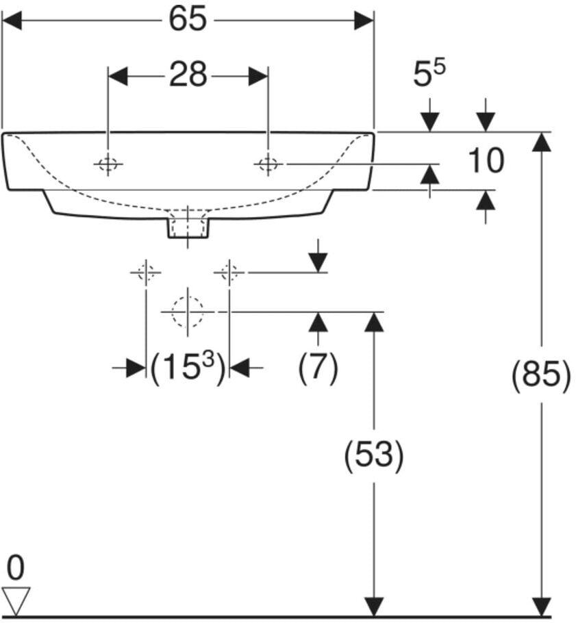 Geberit Waschtisch Renova Compact 65x40cm, o. Hahnl., ohne Überlauf, weiß (501717001)
