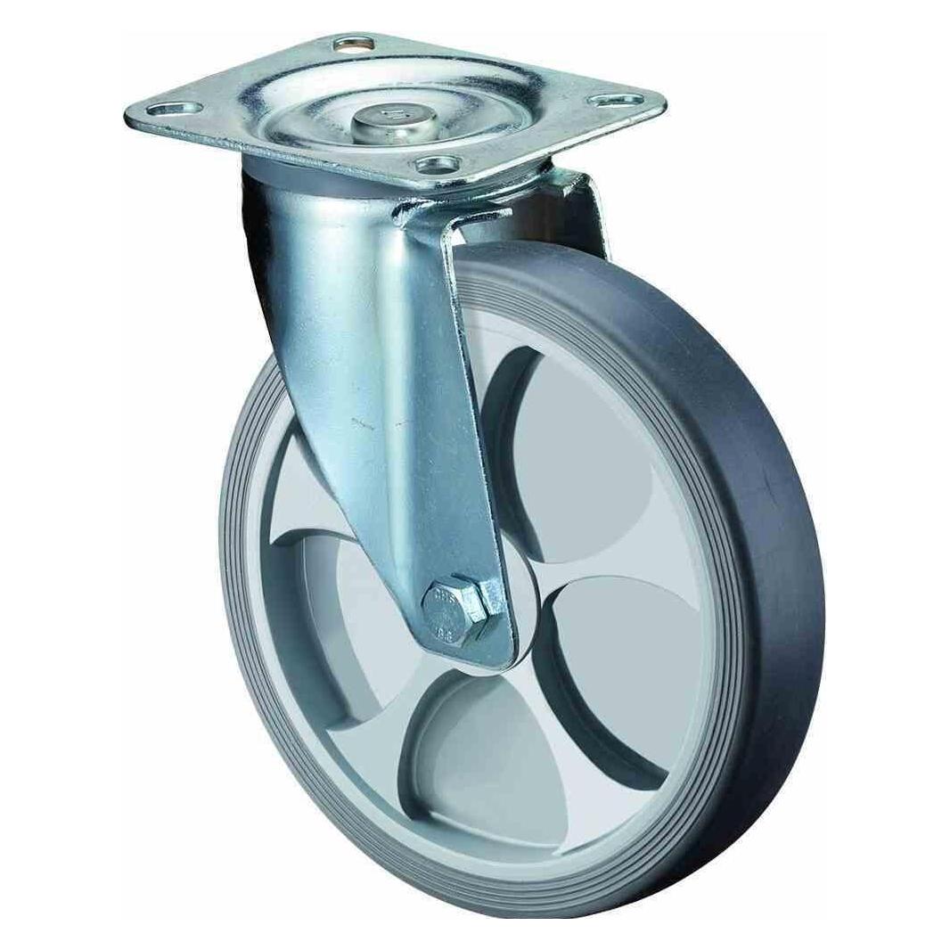 BS Rollen Lenkrolle Rad-Ø 125 mm Tragfähigkeit 120 kg thermoplastisch Kunststoff Platte L104xB80 mm (L400.B44.126)