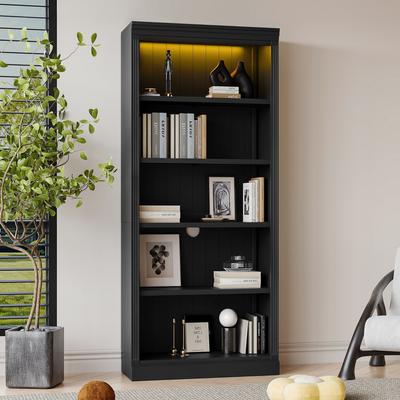 "83.4"" Tall Wood Bookcase,5-Tier Home Decor Bookshelves with Adjustable Storage Shelves,Storage Organizer"