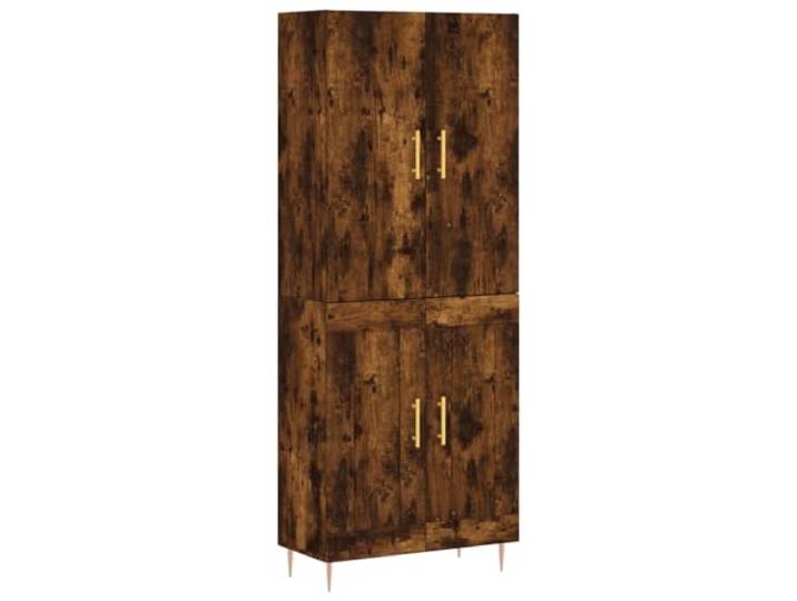 Mhdvray Highboard Räuchereiche 69,5x34x180 cm Holzwerkstoff Schrank Vielseitige Aufbewahrung für Wohnzimmer und Esszimmer mit stabilen Metallbeinen und praktischen blickdichten Schranktüren.