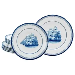 CreaTable Segelschiff Blau Tafelservice 12-tlg Steingut