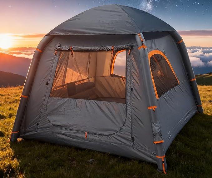 Aufblasbare Zelte für Camping mit Ofenanschluss, 2/4/6/8 Personen, einfach aufzubauende aufblasbare Zelte für alle Jahreszeiten, wasserdichtes aufblasbares Warmzelt, Air-Glamping-Zelt