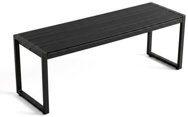 "Costway 48"" Outdoor Bench with Wood-Plastic Composite and Metal Frame Slatted Sea for Garden-Black"