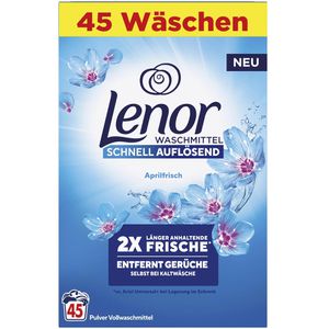 Lenor Waschmittel Aprilfrisch Vollwaschmittel, Pulver, schnell auflösend, 2,475 kg, Waschladungen 45