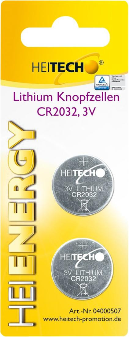 HEITECH Lithium knoopcelbatterijen, set van 2
