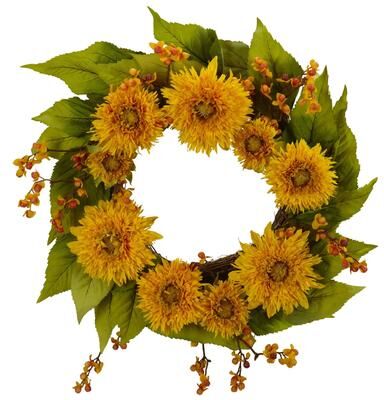 Nearly Natural Golden Sunflower Wreath