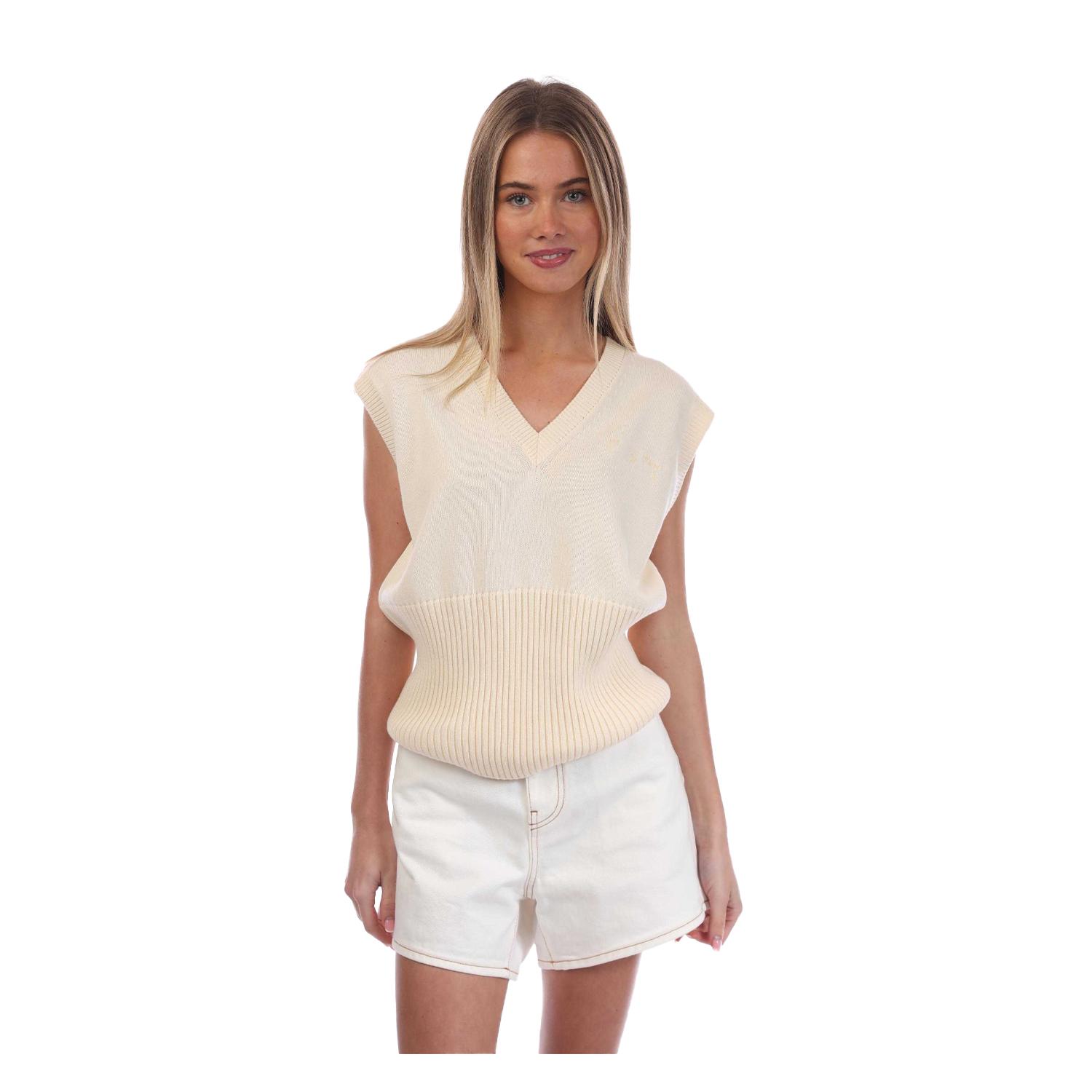 Off White Dames Zwemmen Mouwloos Top (Beige)