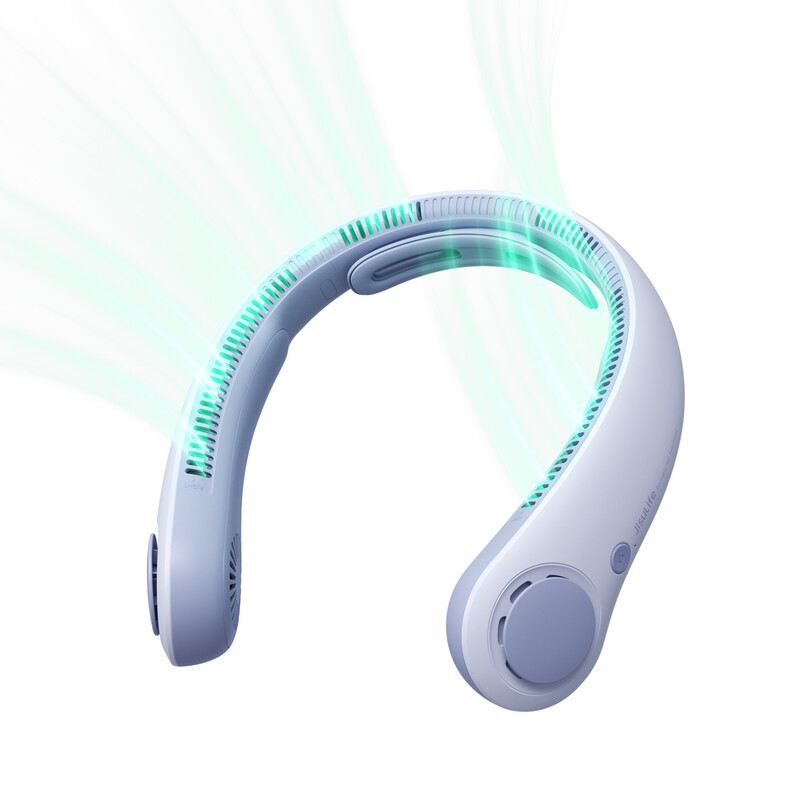 JISULIFE Life 4 draagbare nekventilator met bladloos ontwerp, 5 snelheden, 5000 mAh oplaadbaar, paars