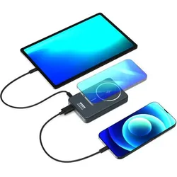 Port Designs Port POWERBANK 10 000 mAh Wireless Qi2 (10000 mAh, 15 W, 37 Wh), Powerbank, Schwarz