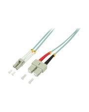 LogiLink Patch-Kabel SC multi-mode M bis LC Multi-Mode M 1 m Glasfaser 50/125 Mikrometer OM3 halogenfrei Aquamarin (FP3LS01)