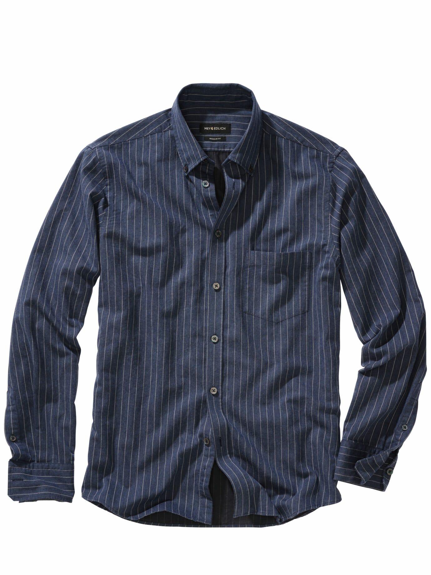 Mey & Edlich Herren Business-Flanellhemd Blau 100 % Baumwolle