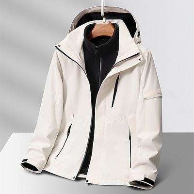 Damen Softshelljacke Wanderjacke Wintermantel Winter Herbst Draussen Thermowarm Fleece-Futter Winddicht Wasserabweisend 3-in-1-Jacke Winterjacken Windjacke Reisen Dunkelgrau Schwarz Elfenbein Rosa