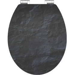 Schütte, WC Deckel, WC Sitz Holz MDF WC-Sitz BLACK STONE Absenkautomatik 80535 Steinoptik
