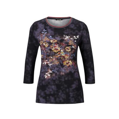 Print-Shirt GOLDNER "Kurzgröße Atmungsaktives Druckshirt", Damen, Gr. 21, blau (marine, gemustert), Obermaterial: 95% Viskose CV. 5% Elasthan EL., Sonstiges, Shirts, Ohne
