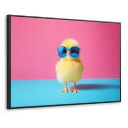 LEINWAND Bilder mit Rahmen - Chick - Sonnenbrille - Blau - 140x90