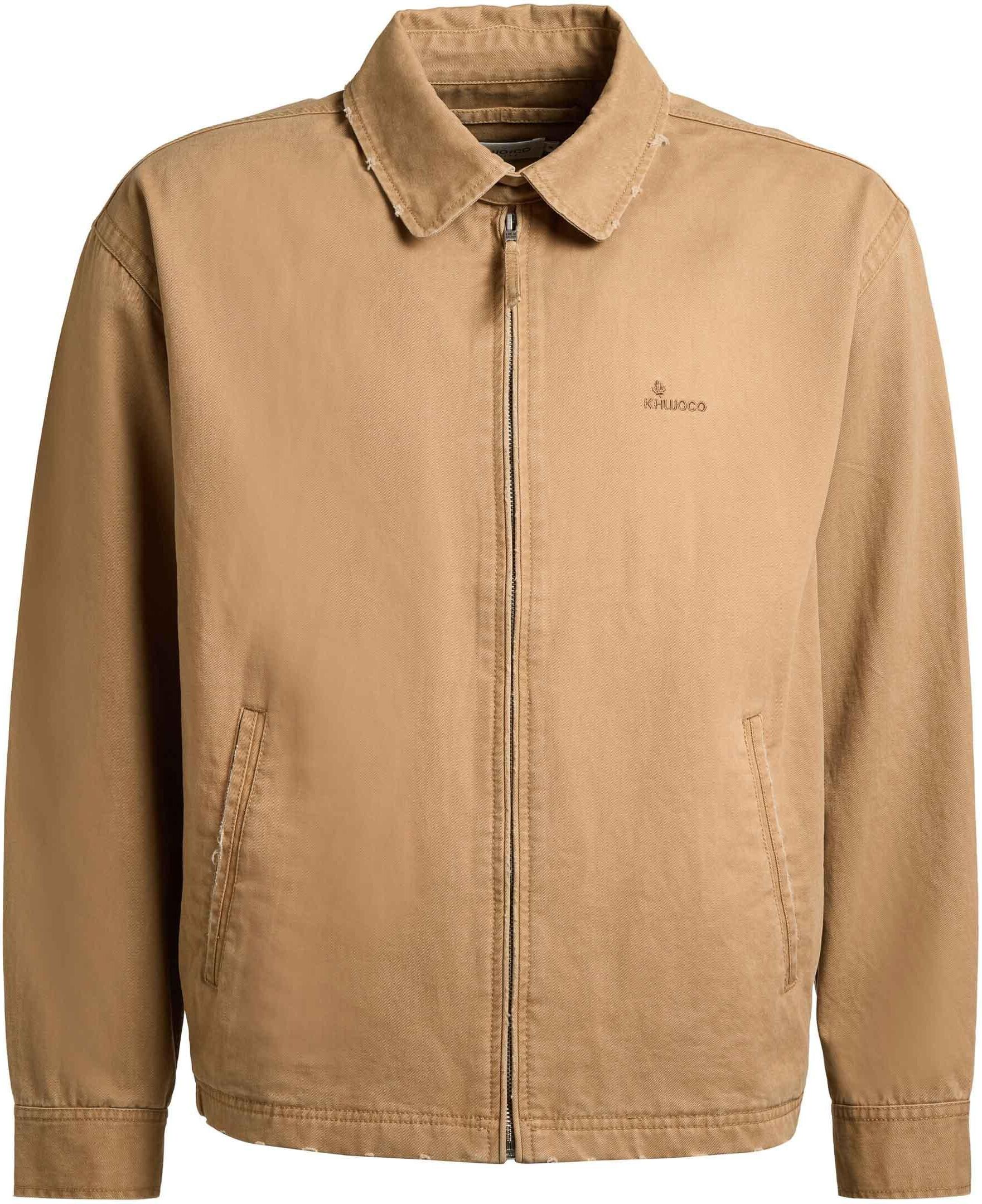 Bomberjacke KHUJO "Bomberjacke Noam", Herren, Gr. XL, gelb (camel), Obermaterial: 100% Baumwolle CO., lässig geschnitten hüftlang, Rundhals, Ärmel mit Ärmelschlitz 1-Knopf-Manschette, Jacken Bomberjacke, Hemdjacke für den Übergang