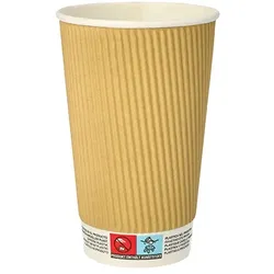 PAPSTAR 25 Trinkbecher, Pappe 0,4 l Ø 9 cm · 13,7 cm Ripple Wall