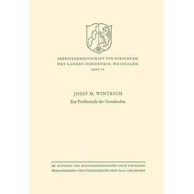 Zur Problematik der Grundrechte, Taschenbuch von Josef M. Wintrich, VS Verlag für Sozialwissenschaften, 978-3-663-03976-1